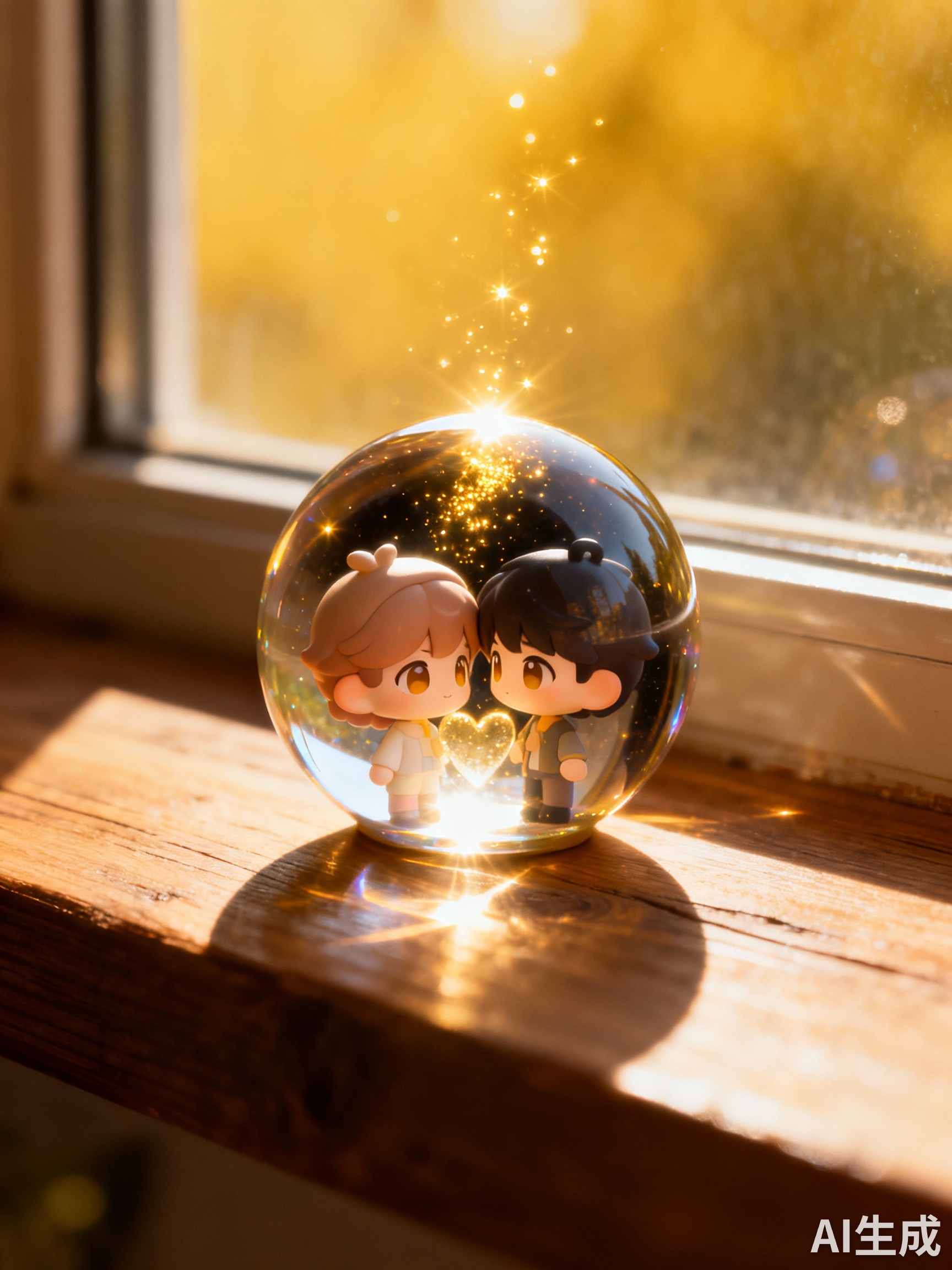 4D Q版情侣水晶球